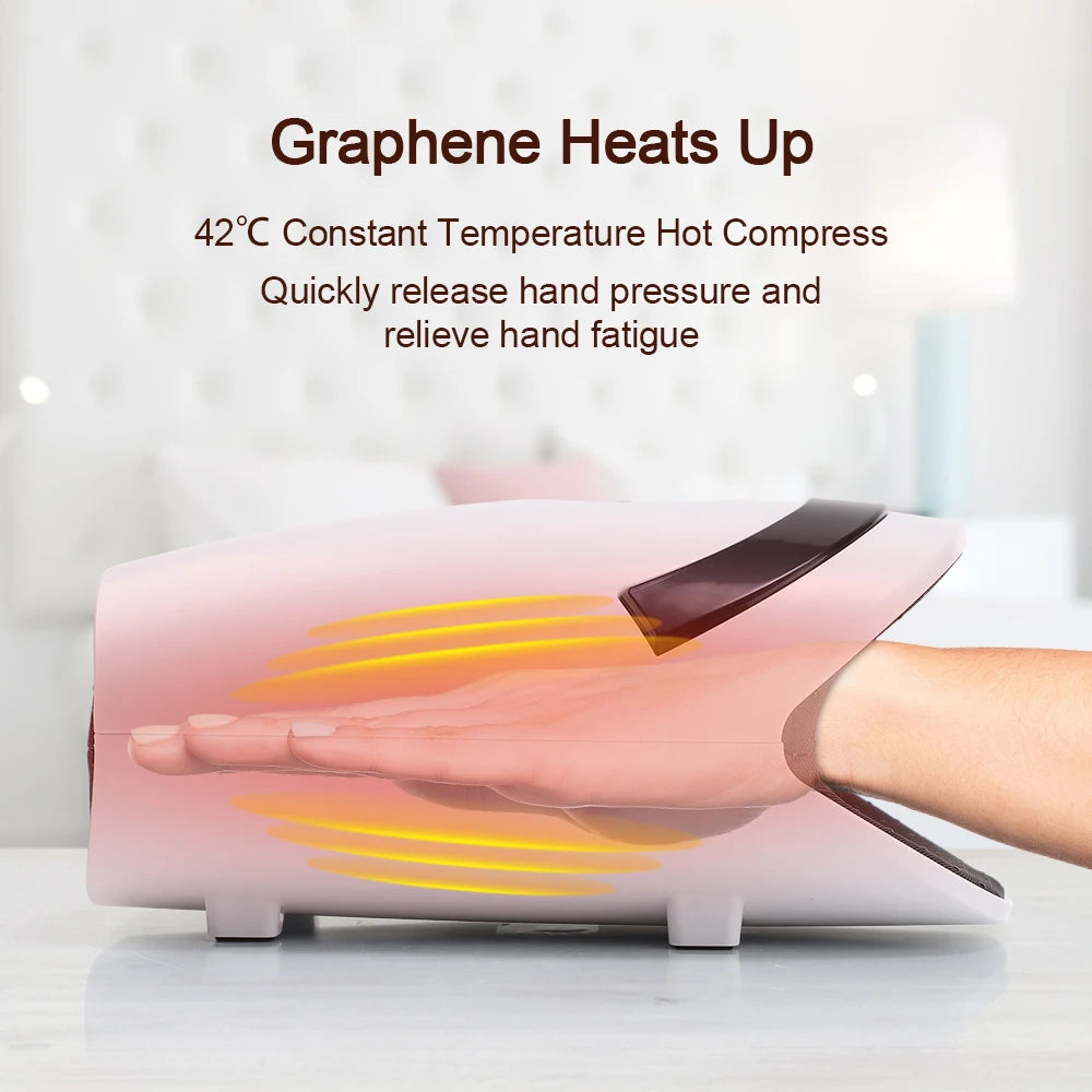 Rechargeable Hand Massager with Heat & Vibration – 5-Level Compression Therapy for Arthritis & Carpal Tunnel