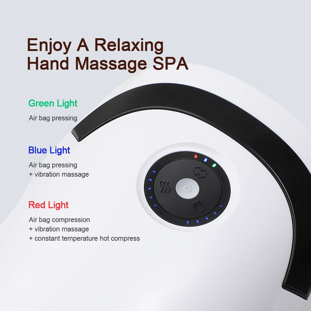 Rechargeable Hand Massager with Heat & Vibration – 5-Level Compression Therapy for Arthritis & Carpal Tunnel