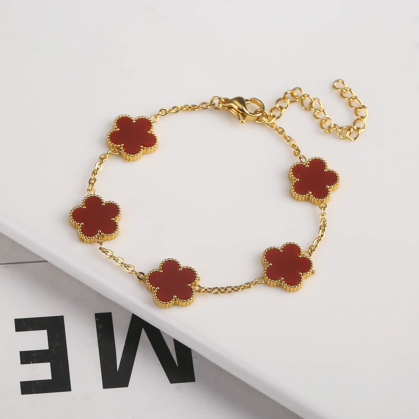 Gold-Plated Stainless Steel Clover Bracelet