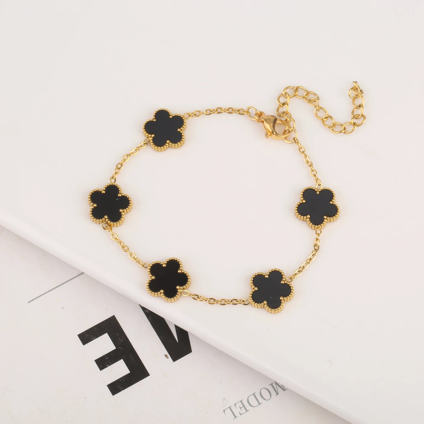 Gold-Plated Stainless Steel Clover Bracelet