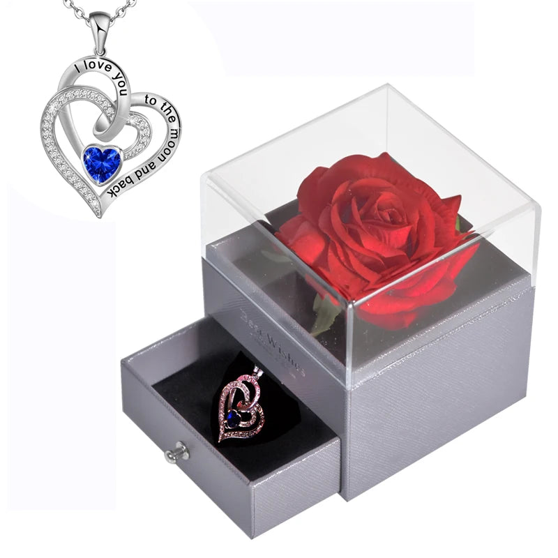 Eternal Rose™ Jewelry Box with I Love You Necklace – 100 Languages Rose Gift