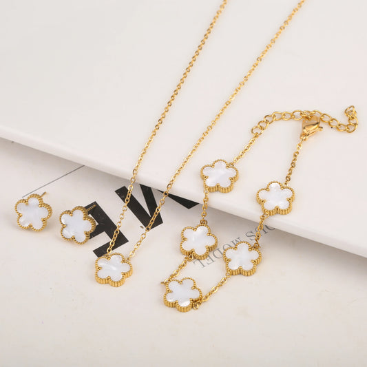 Gold-Plated Stainless Steel Clover Bracelet