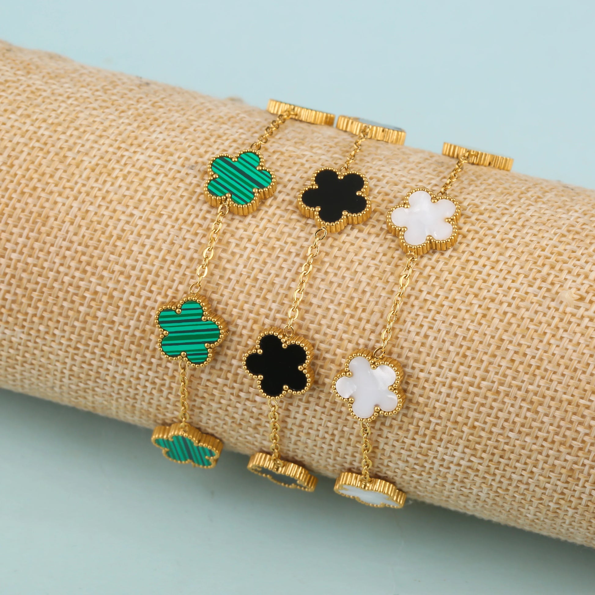 Gold-Plated Stainless Steel Clover Bracelet