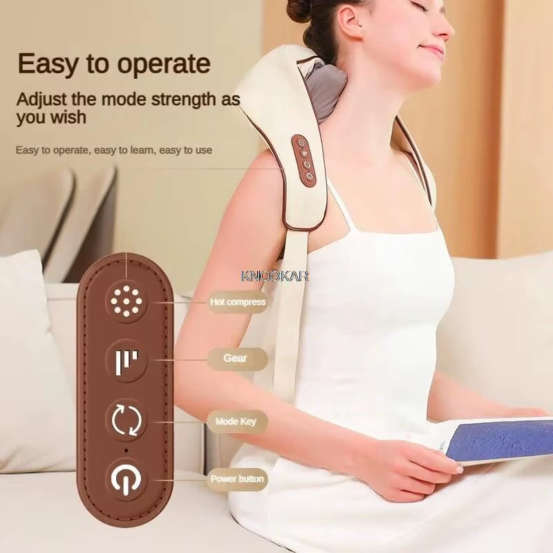 5D Wireless Shiatsu Neck and Back Massager – Deep Tissue Kneading Pillow with Soothing Heat