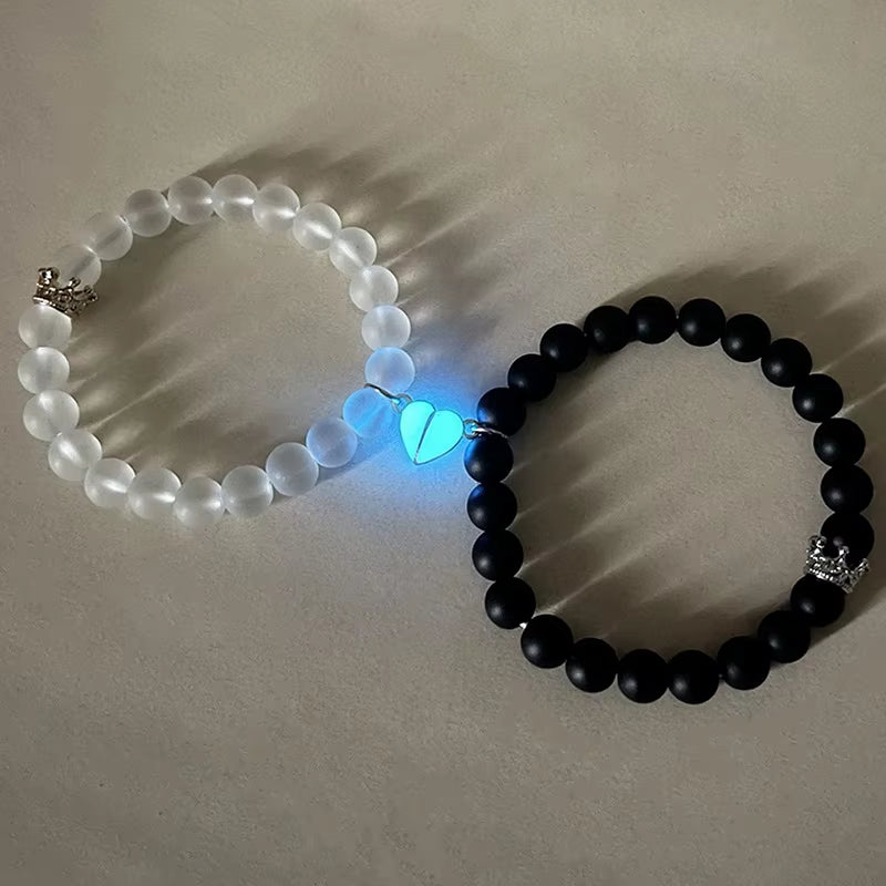 Luminous Crown™ Couple Bracelet Set – Handmade Adjustable Bead String Jewelry