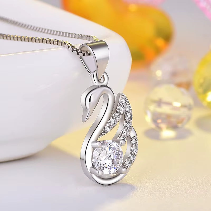 Sterling Silver™ Necklace Pendant – Zircon Clavicle Chain for Women