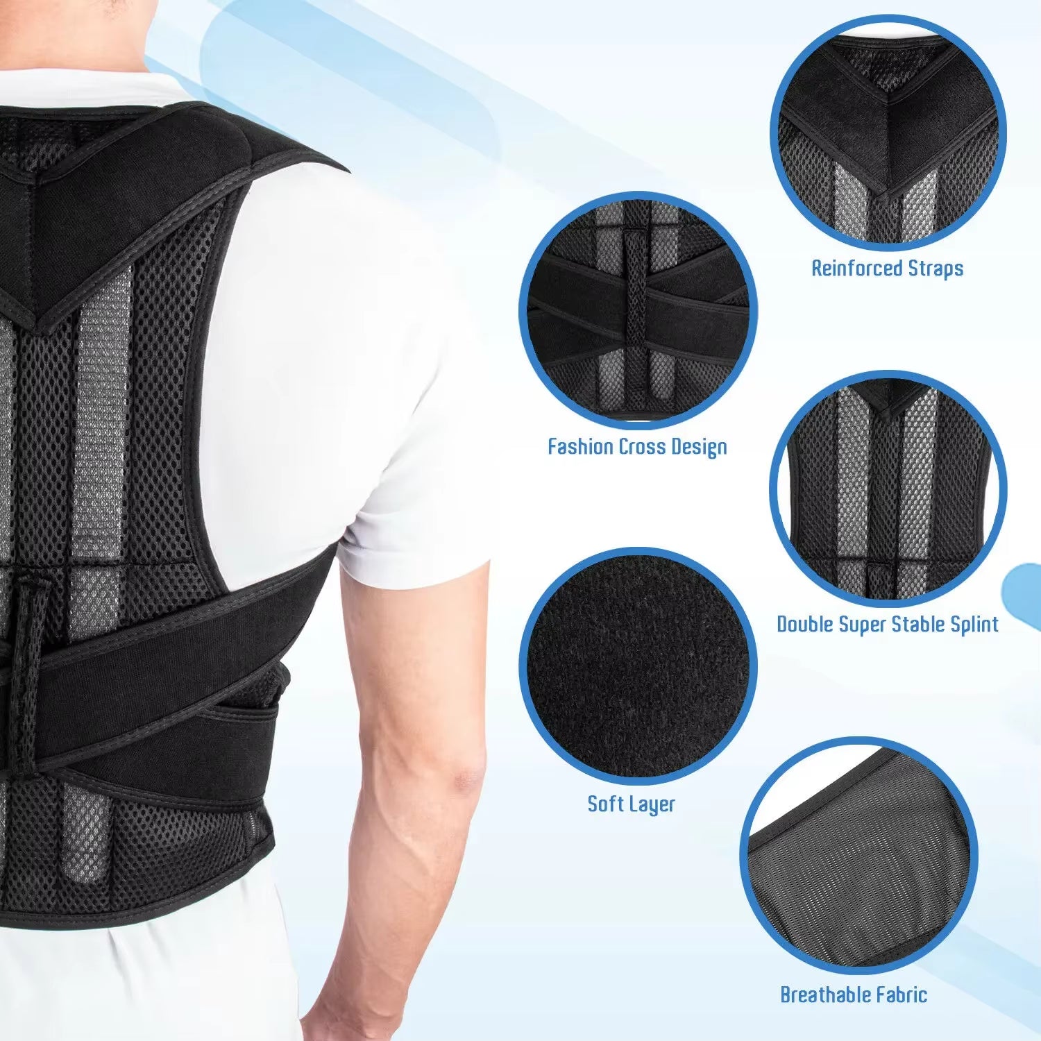 Posture Corrector™ Adjustable Back Support Brace – Spine Alignment & Shoulder Support