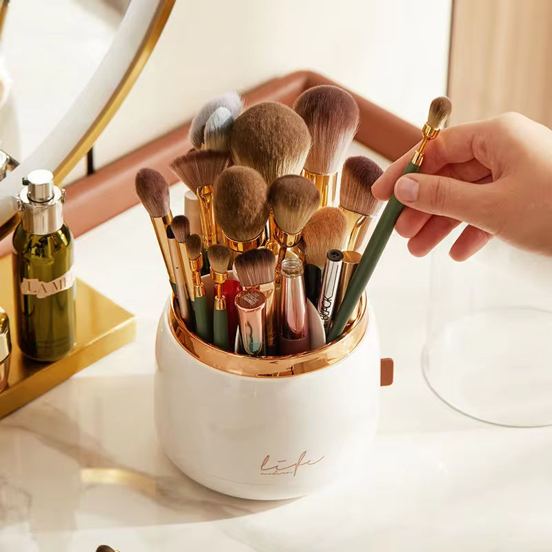 360° Rotating Makeup Organizer™ – Makeup Brush Holder & Cosmetic Storage Box