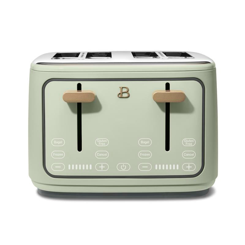 Elegant 4-Slice Toaster with Touch-Activated Display – White Icing Finish