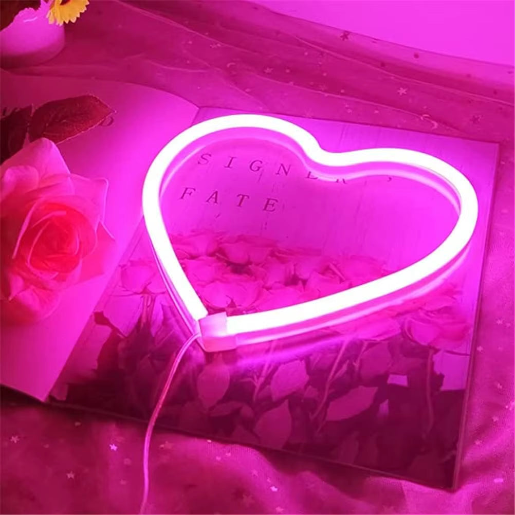 HeartGlow™ LED Neon Light – Pink Heart-Shaped Lamp