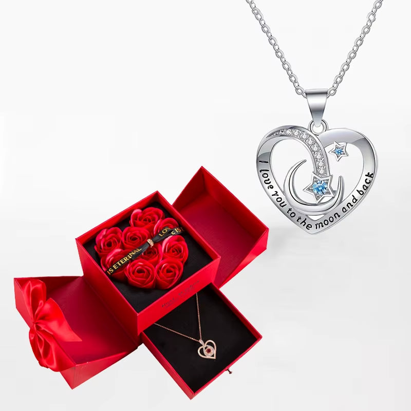 Zircon Heart™ Necklace with Double Door Rose Gift Box