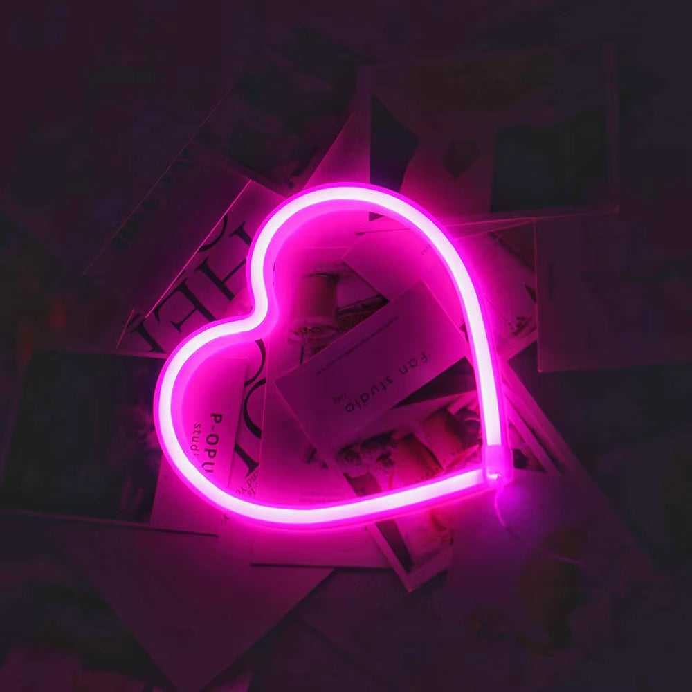 HeartGlow™ LED Neon Light – Pink Heart-Shaped Lamp