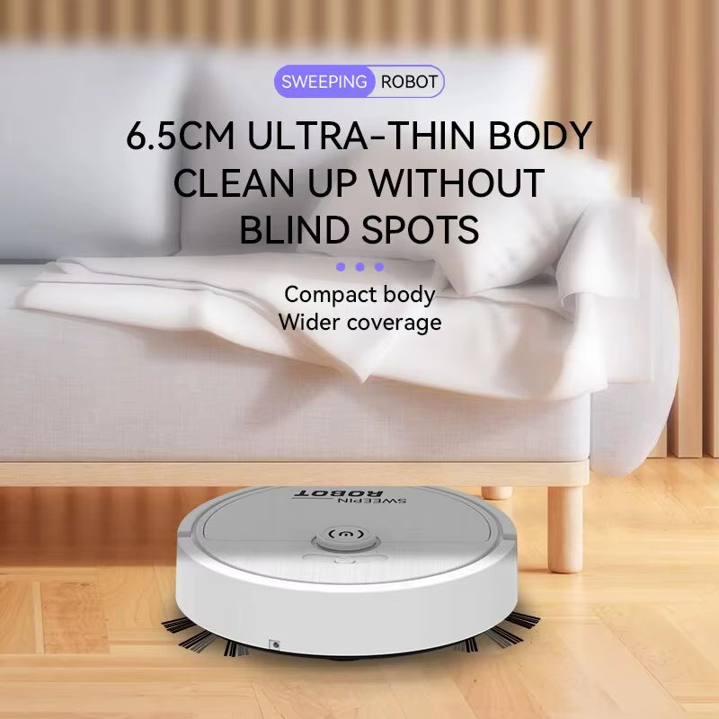 Ultra-Thin Robotic Vacuum Cleaner – Compact Automatic Sweeping Robot for Pet Hair & Hard Floors