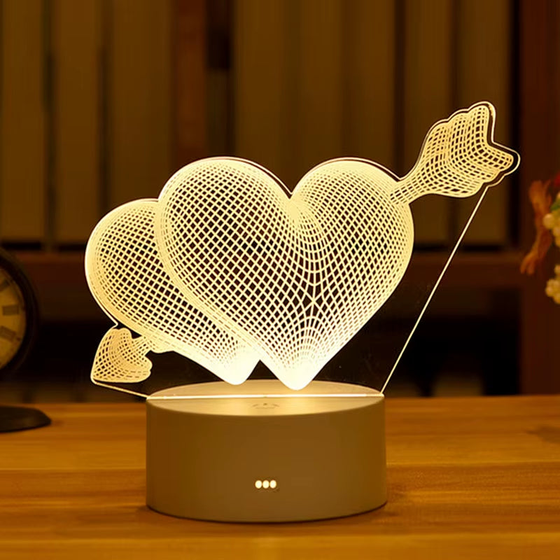 LoveGlow™ 3D LED Lamp – Romantic Night Light