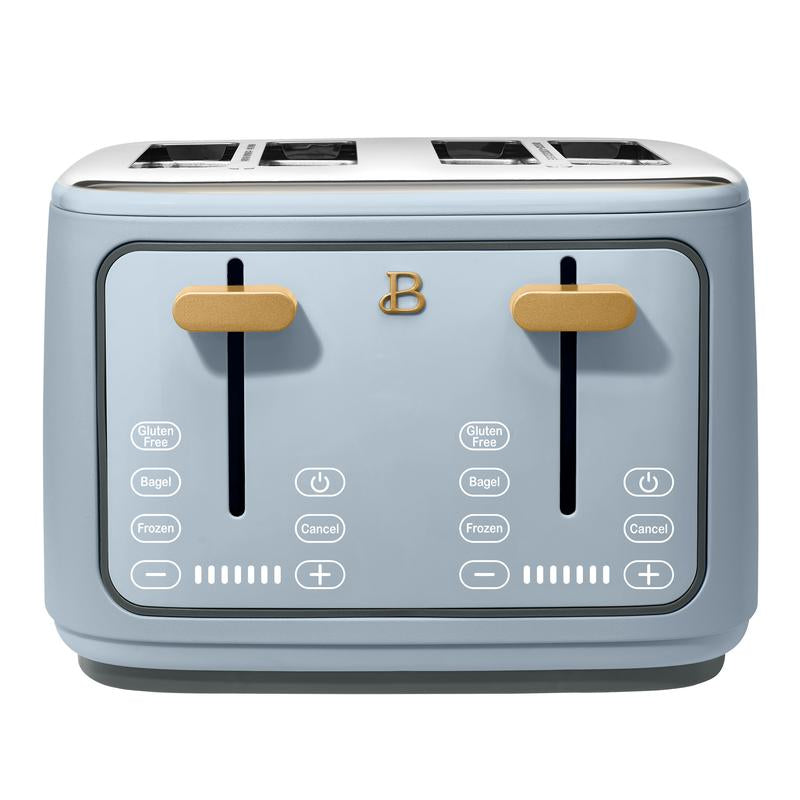 Elegant 4-Slice Toaster with Touch-Activated Display – White Icing Finish