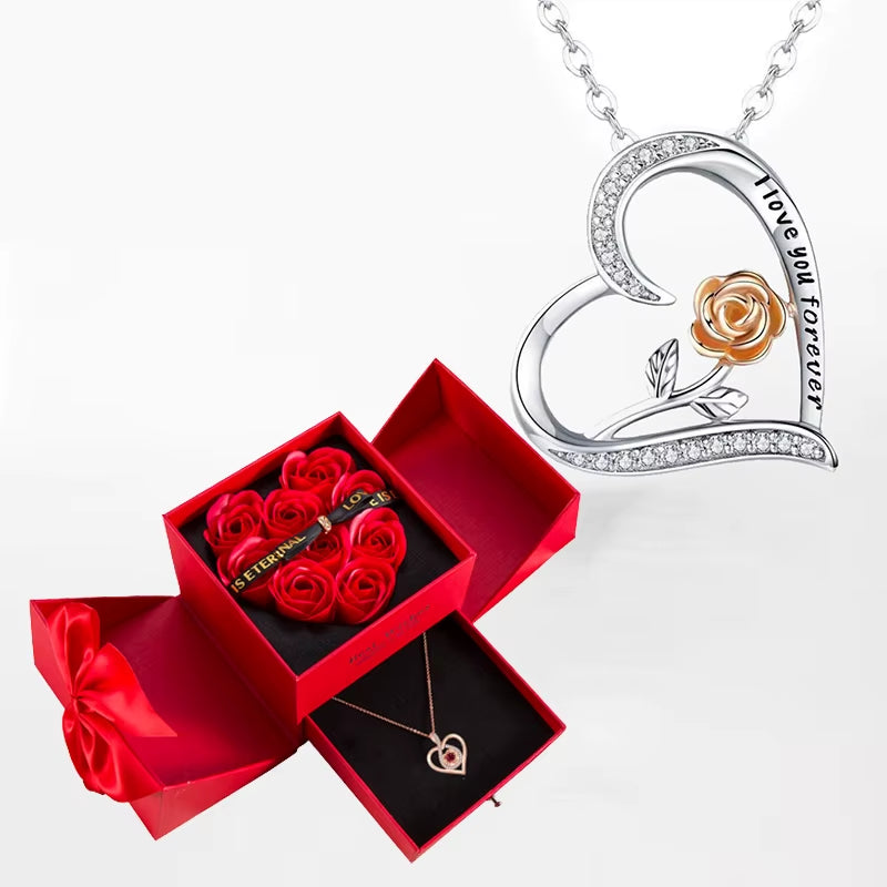 Zircon Heart™ Necklace with Double Door Rose Gift Box