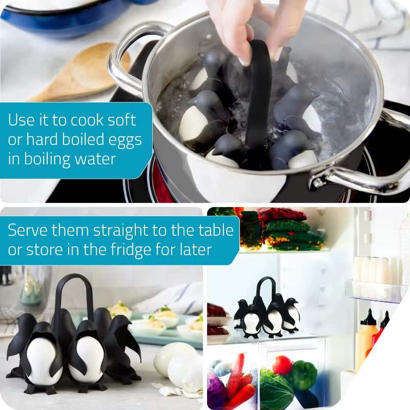 EggEase™ 3-in-1 Penguin Egg Holder – Boil, Store & Serve